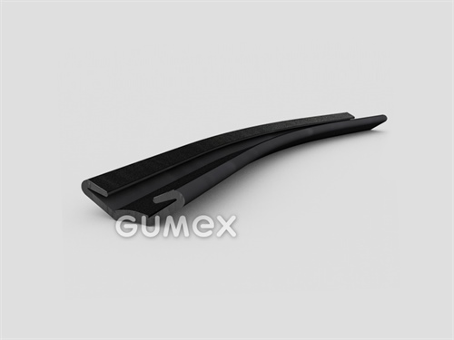 "U" Gummiprofil mit Samt, 8x25/8mm, Länge 2300mm, 70°ShA, EPDM, -40°C/+100°C, schwarz, 